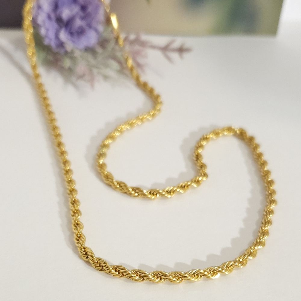 Vintage Gold Tone Twist Rope Chain Necklace 18" Long